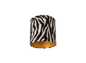 8718881123924 - Qazqa - Velours Lampenschirm Zebra Design 25 25 25 Gold innen - Zebra