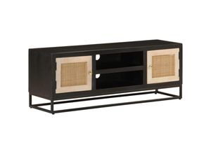 8721012215542 - Vidaxl - TV-Schrank Schwarz 110x30x40 cm Massivholz Mango und Eisen Schwarz