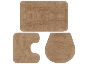 8718475603436 - Bonnevie - Badematten-Set 3-tlg Stoff Beige vidaXL575415