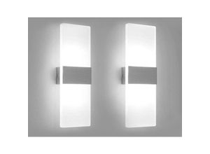 0726505000160 - Swanew - 2X 6W Applique Murale led Extérieure intérieur moderne Escalier spot mural Couloir Lampe Up Down Lumière Déco jardin Blanc Froid