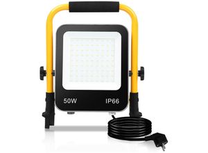 9114681078270 - Projecteur led avec trépied Projecteur de chantier IP66 spot extérieur blanc froid 50W - Swanew