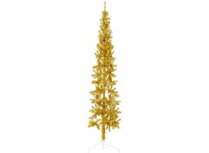 8720287000952 - Vidaxl - Künstlicher Halb-WeihnachtsbaumKunstbaum mit Ständer Schlank Gold 210 cm