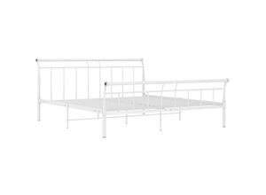 8720286197301 - BettgestellSchlafzimmerbett Weiß Metall 180x200 cm vidaXL