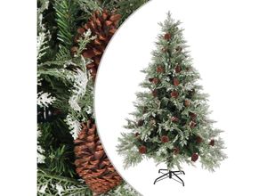 8720286767115 - Weihnachtsbaum mit ZapfenKunstbaum Grün und Weiß 150 cm pvc & pe vidaXL