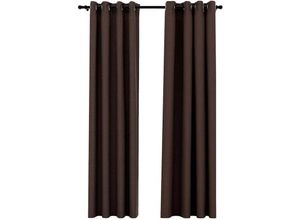 8720286020272 - Bonnevie - 2er-Set VerdunkelungsvorhängeVerdunkelung Gardinen Ösen Leinenoptik Taupe 140x225 cm vidaXL