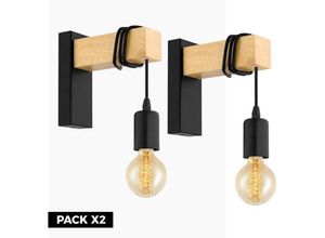 8435427141326 - Barcelona Led - Pack X2 Rustikale Wandleuchter aus Holz 
uder E27