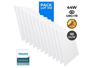 8435427138708 - Barcelona Led - Packung mit 12 schlanken LED-Panels 600x600mm 44W UGR19 Philips Treiber Lichtfarbe Kaltweiß 6000K - Kaltweiß 6000K