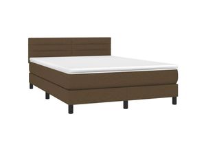 8720287367642 - Bonnevie - BoxspringbettSchlafzimmerbett mit Matratze & led Dunkelbraun 140x200 cm Stoff vidaXL390617