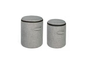 8051836287037 - Iperbriko - Set 2 Pouf aus Stoff mit Behälter radmila Grau