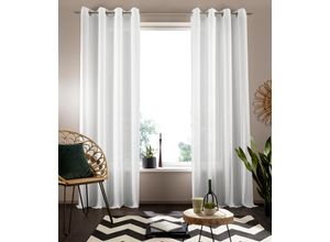 6920192978595 - Gardine MY HOME Nora Gr 1 weiß B140cm H145cm Polyester Gardinen Blickdicht Leinenlook Polyester Topseller