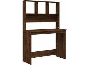 8720845693435 - Bonnevie - Schreibtisch mit Regal Braun Eiche 102x45x148 cm Holzwerkstoff vidaXL263411