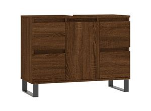 8720845876784 - Bonnevie - BadschrankBadezimmerschrank Braun Eichen-Optik 80x33x60 cm Holzwerkstoff vidaXL