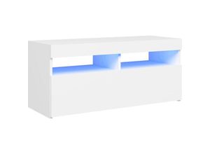 8720286217924 - Bonnevie - TV-SchrankTV-Möbel mit LED-Leuchten Weiß 90x35x40 cm vidaXL