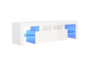 8720286217801 - Bonnevie - TV-SchrankTV-Möbel mit LED-Beleuchtung Hochglanz-Weiß 140x365x40 cm vidaXL