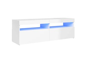 8720286217894 - Bonnevie - TV-SchrankTV-Möbel mit LED-Leuchten Hochglanz-Weiß 120x35x40 cm vidaXL