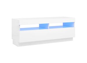 8720286218648 - Bonnevie - TV-SchrankTV-Möbel mit LED-Leuchten Weiß 100x35x40 cm vidaXL