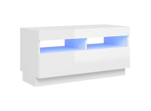 8720286218617 - Bonnevie - TV-SchrankTV-Möbel mit LED-Leuchten Hochglanz-Weiß 80x35x40 cm vidaXL