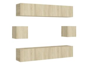 8720286572917 - Bonnevie - 6-tlg TV-Schrank-SetTV-Möbel Sonoma-Eiche Holzwerkstoff vidaXL