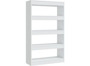 8720286843512 - Bonnevie - Bücherregal RaumteilerBücherschrank Weiß 80x30x135 cm Holzwerkstoff vidaXL