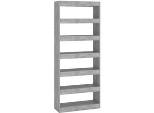 8720286843642 - Bücherregal Raumteiler，Bücherschrank Betongrau 80x30x198 cm Holzwerkstoff vidaXL