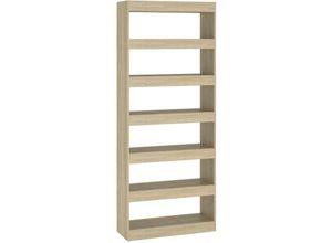 8720286843635 - Bonnevie - Bücherregal RaumteilerBücherschrank Sonoma-Eiche 80x30x198 cm Holzwerkstoff vidaXL