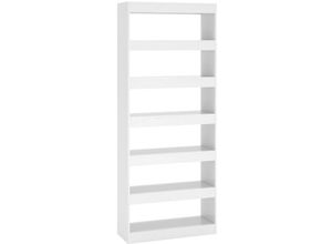 8720286843659 - Bonnevie - Bücherregal Raumteiler Hochglanz-Weiß 80x30x198cm Holzwerkstoff vidaXL32822