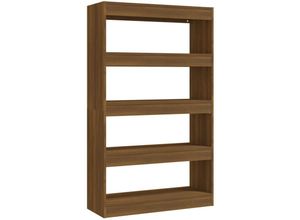 8720286844533 - Bonnevie - Bücherregal RaumteilerBücherschrank Braun Eiche 80x30x135 cm Holzwerkstoff vidaXL