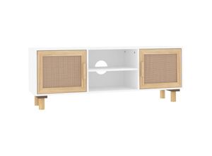 8720287102380 - Bonnevie - TV-SchrankTV-Möbel Weiß 105x30x40 cm Massivholz Kiefer Natur-Rattan vidaXL 8720287102380 - Bonnevie - TV-SchrankTV-Möbel Weiß 105x30x40 cm Massivholz Kiefer Natur-Rattan vidaXL