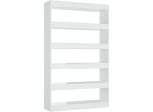 8720286843857 - Bonnevie - Bücherregal RaumteilerBücherschrank Hochglanz-Weiß 100x30x166 cm vidaXL