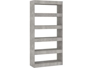 8720286843598 - Bonnevie - Bücherregal RaumteilerBücherschrank Betongrau 80x30x166 cm Holzwerkstoff vidaXL