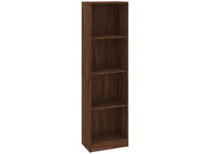 8720845693329 - Bonnevie - BücherregalStandregal 4 Fächer Braun Eichen-Optik 40x24x143 cm vidaXL