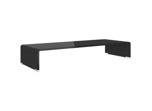 8718475530084 - Bonnevie - TV-Tisch Bildschirmerhöhung TV-Aufsatz Glas Schwarz 80x30x13 cm vidaXL