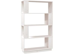 8720286906033 - Bonnevie - Bücherregal RaumteilerBücherschrank Weiß 80x25x132 cm Massivholz Kiefer vidaXL