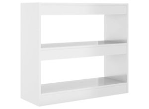 8720286843451 - Bonnevie - Bücherregal Raumteiler Hochglanz-Weiß 80x30x72 cm vidaXL83978