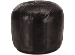 8719883562605 - Bonnevie - Pouf Schwarz 40 x 35 cm Echtes Ziegenleder vidaXL87926