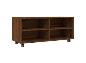 8720286975190 - Bonnevie - TV-Schrank mit Rollen Braun Eiche 90x35x35 cm Holzwerkstoff vidaXL203224 8720286975190 - Bonnevie - TV-Schrank mit Rollen Braun Eiche 90x35x35 cm Holzwerkstoff vidaXL203224