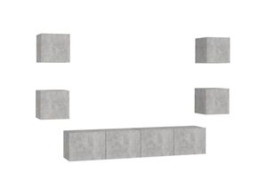 8720286573754 - Bonnevie - 6-tlg TV-Schrank-SetTV-Möbel Betongrau Holzwerkstoff vidaXL