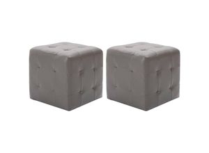 8719883724485 - Bonnevie - Pouf 2 Stk Grau 30x30x30 cm Kunstleder vidaXL196570