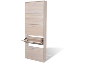 8718475885566 - Schuhschrank mit 5 Schuhkippern Holz Eichen-Optik vidaXL - Braun