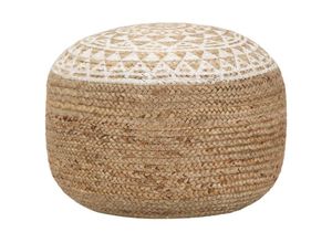 8718475735298 - Handgefertigter Sitzpuff Weiß 45x30 cm Jute vidaXL - Weiß