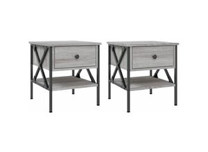 8720845939199 - Bonnevie - 2er-Set NachttischeBeistelltische Grau Sonoma 40x42x45 cm Holzwerkstoff vidaXL 8720845939199 - Bonnevie - 2er-Set NachttischeBeistelltische Grau Sonoma 40x42x45 cm Holzwerkstoff vidaXL