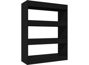 8720286843475 - Bonnevie - Bücherregal RaumteilerBücherschrank Schwarz 80x30x103 cm Holzwerkstoff vidaXL