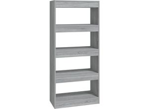 8720286844373 - Bonnevie - Bücherregal RaumteilerBücherschrank Grau Sonoma 60x30x135 cm Holzwerkstoff vidaXL