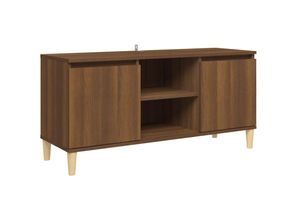 8720286855096 - Bonnevie - TV-SchrankTV-Möbel Massivholz-Beine Braun Eichen-Optik 1035x35x50 cm vidaXL