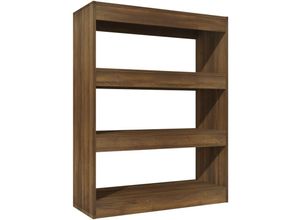 8720286844502 - Bonnevie - Bücherregal RaumteilerBücherschrank Braun Eiche 80x30x103 cm Holzwerkstoff vidaXL