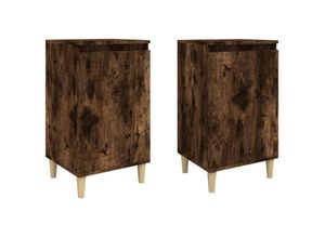 8720845737290 - Bonnevie - 2er-Set NachttischeBeistelltische Räuchereiche 40x35x70 cm Holzwerkstoff vidaXL