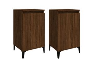 8720845737498 - Bonnevie - 2er-Set NachttischeBeistelltische Braun Eichen-Optik 40x35x70 cm Holzwerkstoff vidaXL