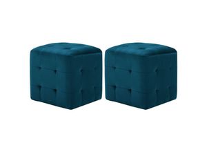 8719883574622 - Bonnevie - 2er-Set NachttischeBeistelltische Blau 30×30×30 cm Samtstoff vidaXL