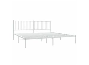 8720845721800 - Bonnevie - BettgestellSchlafzimmerbett mit Kopfteil Metall Weiß 200x200 cm vidaXL