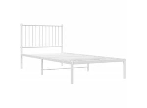 8720845721664 - Bonnevie - BettgestellSchlafzimmerbett mit Kopfteil Metall Weiß 90x200 cm vidaXL